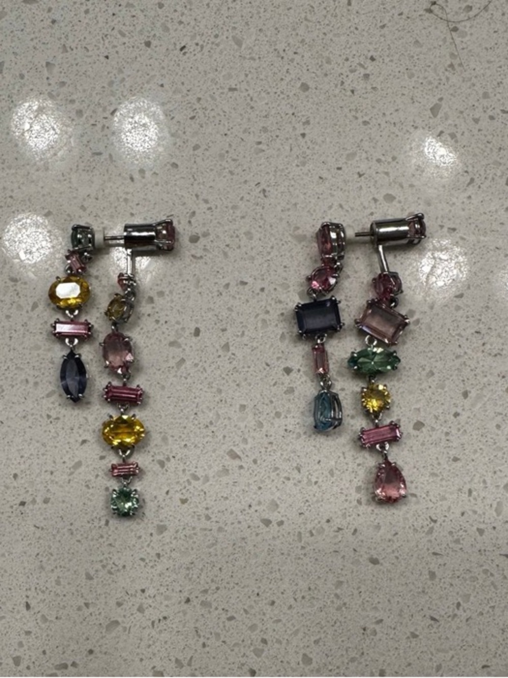 Swarovski Multi-Gem Drop Earrings in Pink, Blue, Green & Yellow
